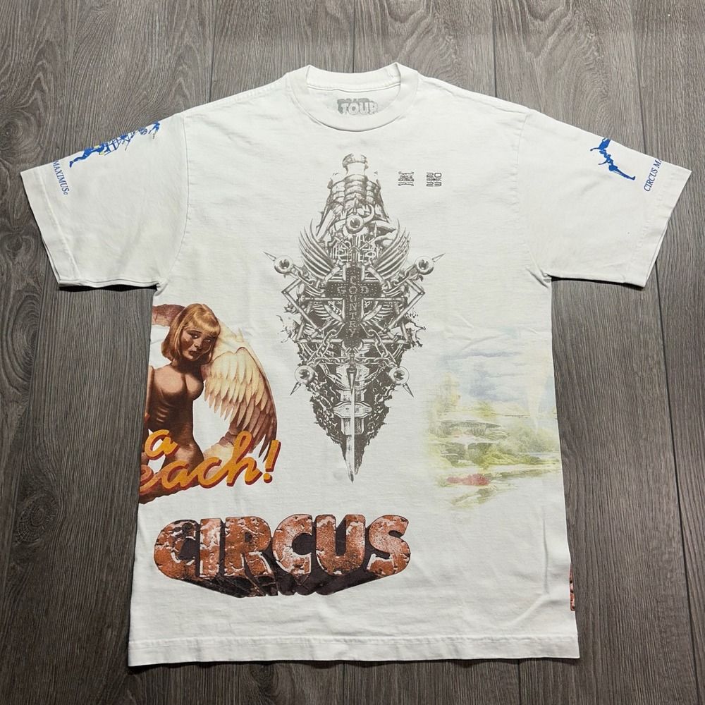 Travis Scott Utopia Circus Maximus Tour 2023 White Graphic T-Shirt Mens Medium